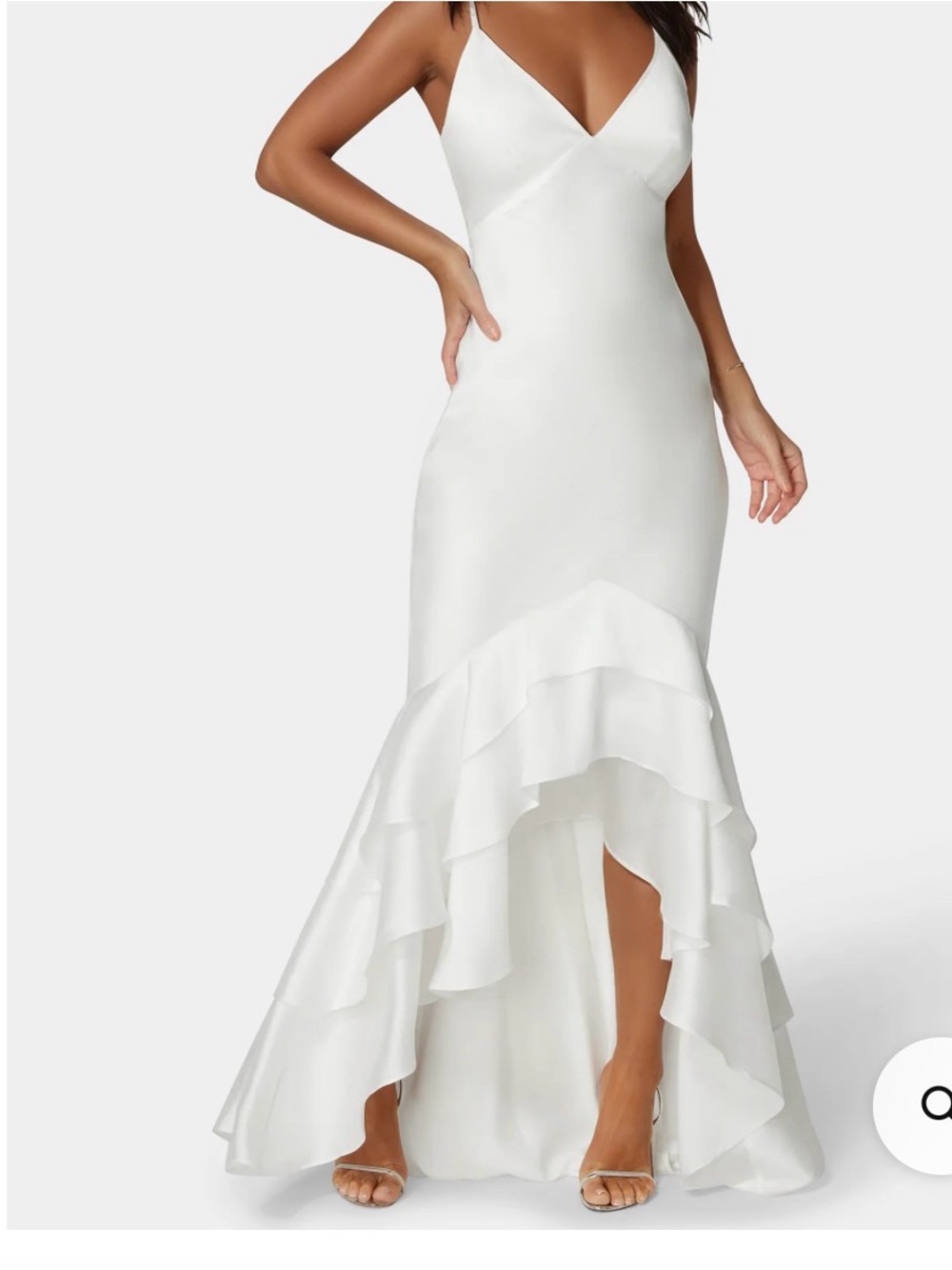 bebe White Ruffled High-Low Slip Dress wedding